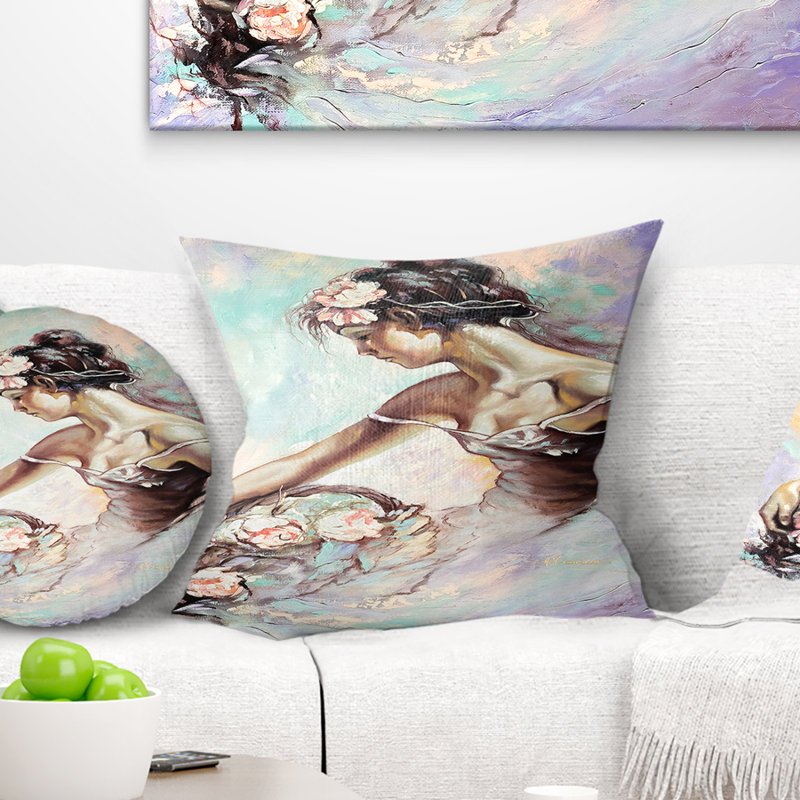 Coussin floral avec bouquet de fleurs, 16 po x 1 po, Carré