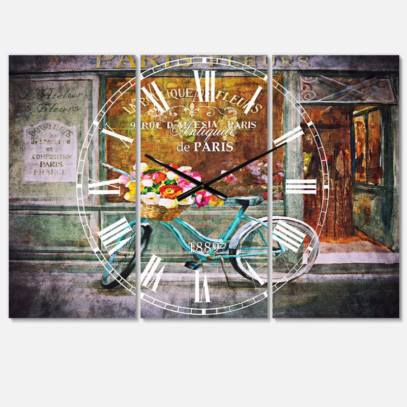 Paris French Flowershop - Horloge murale traditionnelle