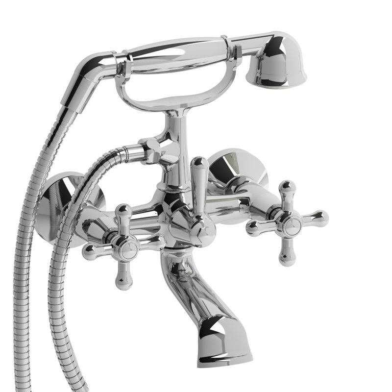 Classic™ Two Hole Tub Filler, Chrome, Cross Handle