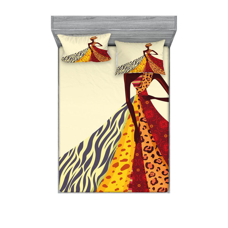 Multicolore drap-housse et coussin décoratif Ambesonne, Ensemble de draps pour très grand lit californien