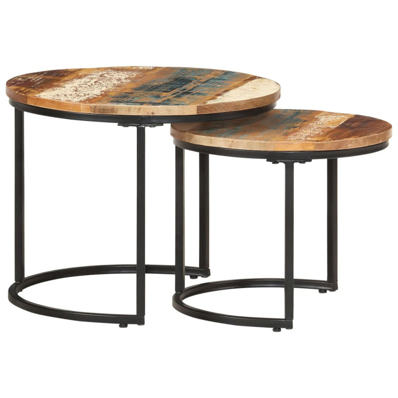 Ivaldo Frame 2 Nesting Tables Coffee Table, Dark Brown/Teal