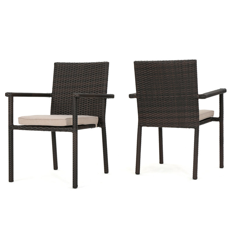 Weather Multi Brown Dining Chair With Cushion, Stackable, 34.46" H, No Assembly Needed Stackable 25.04" W,