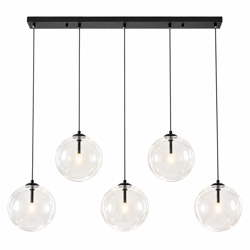 5-light Linear Kitchen Island Chandelier, Matte Black