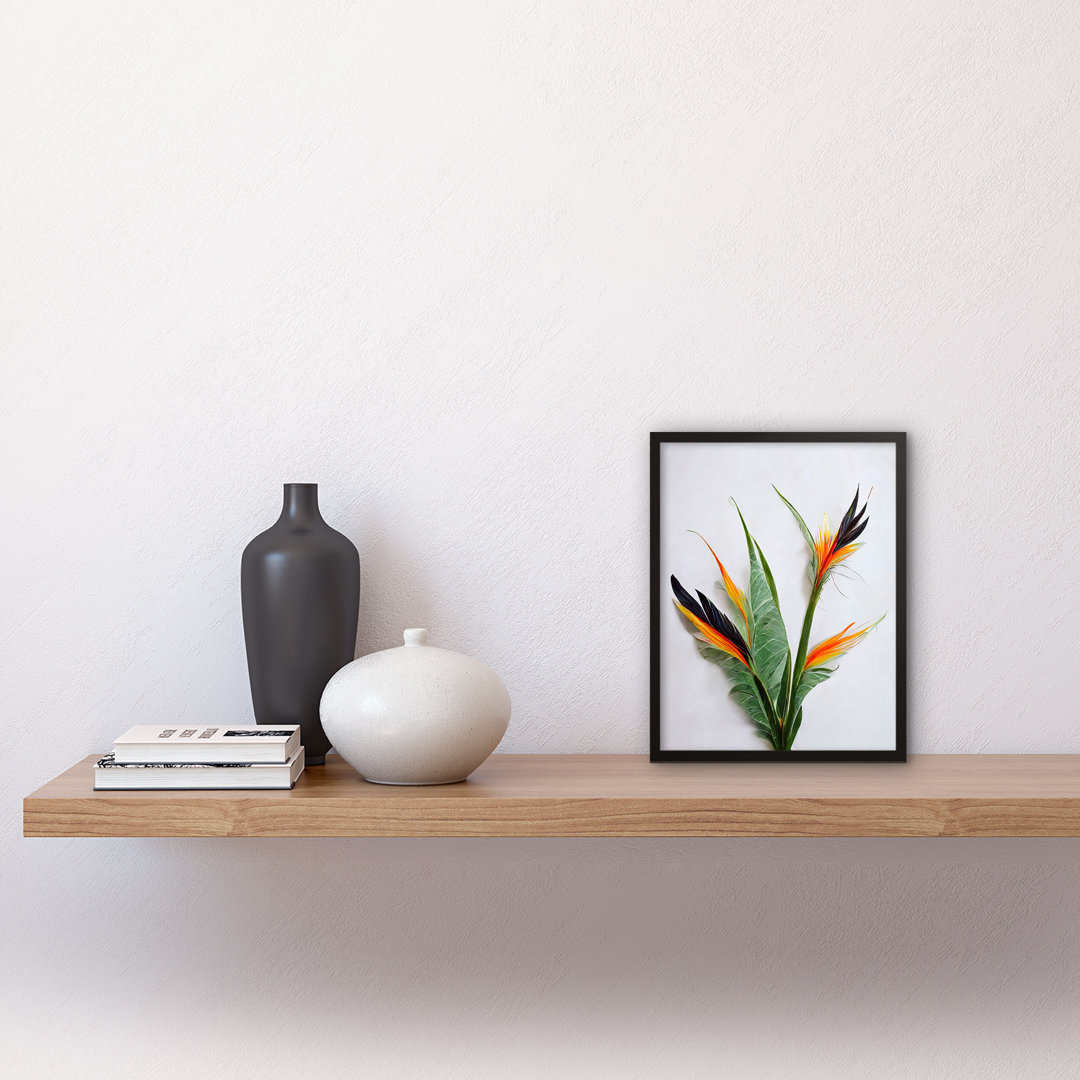 Bird Of Paradise Stem Leaves Flowers Plant - Single Picture Frame Print