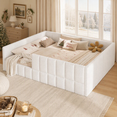 Lit de jour rembourré avec structure rembourrée et tissu bouclé doux pour un sommeil sécuritaire