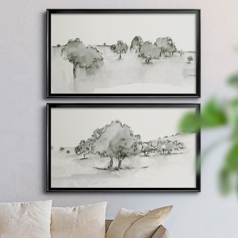 Scénario Scribble I - ensemble de 2 peintures sur toile encadrées, Cadre noir, H 21 po x l 18,5 po x P 1 po