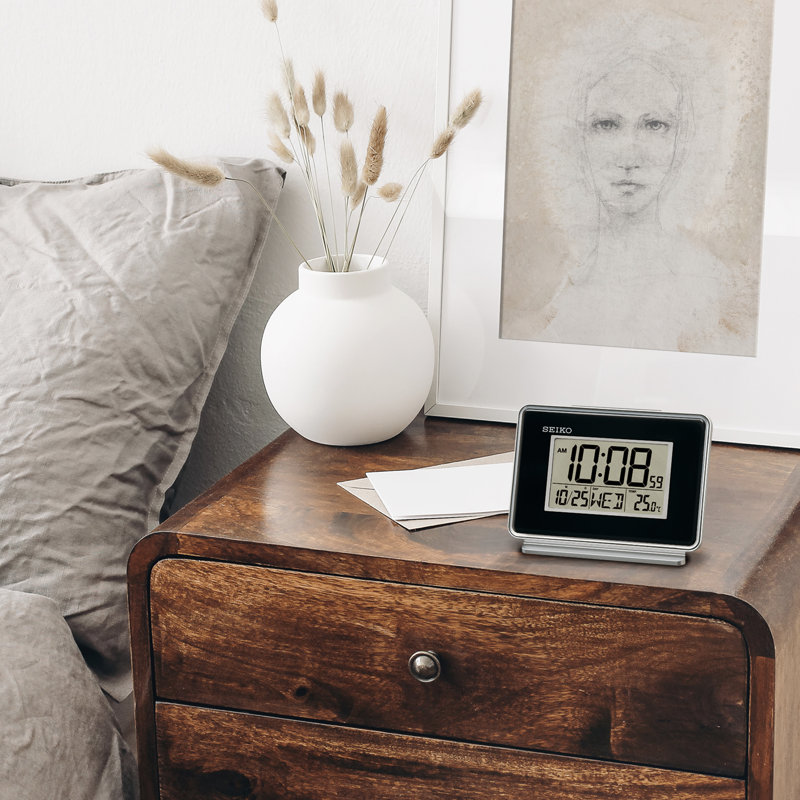 QHL068KLH Digital Alarm Clock, Black