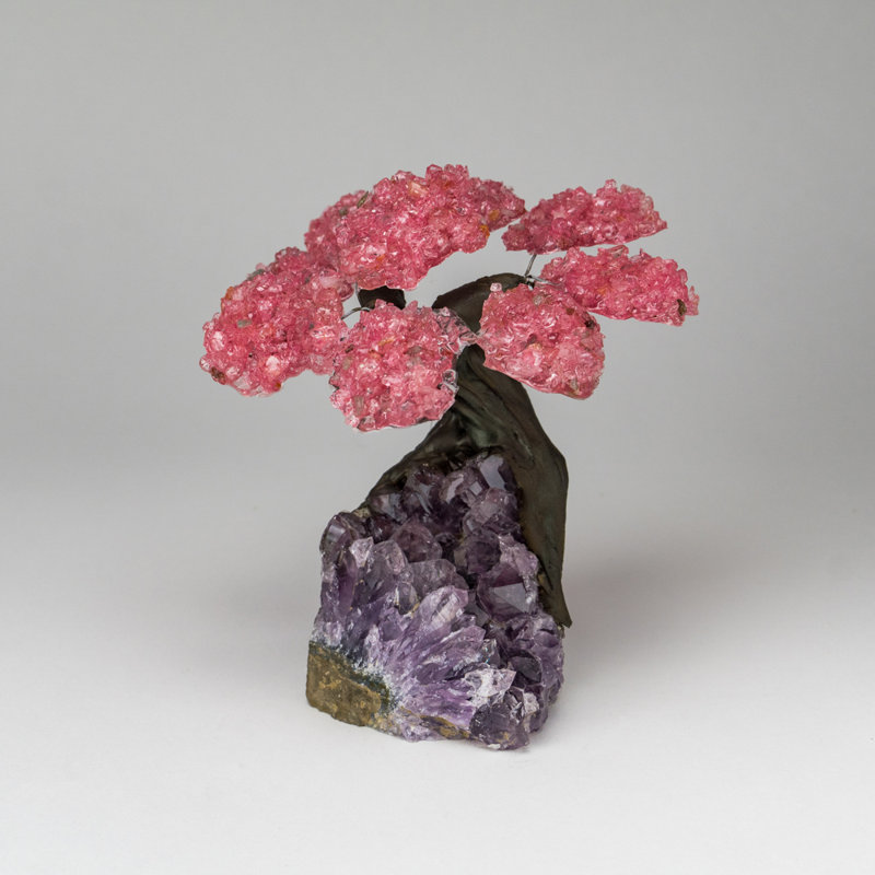 Medium Genuine Rose Quartz Clustered Gemstone Tree on Amethyst Matrix (The Love Tree)