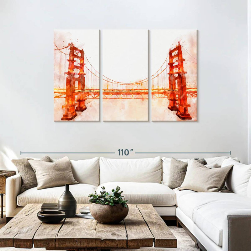 Golden Gate Bridge, aquarelle, H 48 po x l 74 po