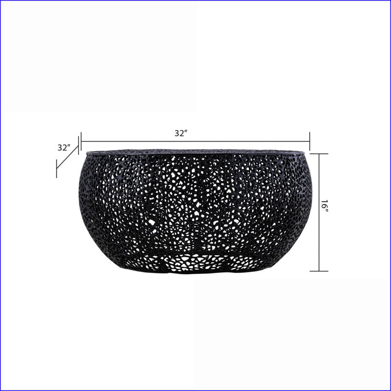 Table basse ronde moderne pour le salon - cadre en aluminium noir, durable et amp; Finitions polyvalentes