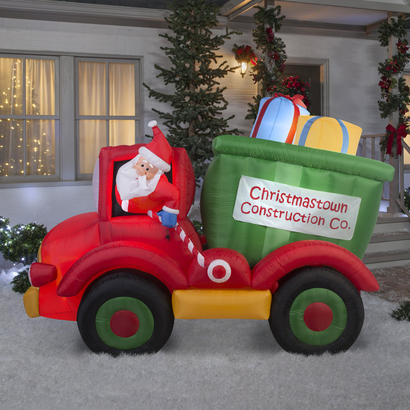 Camion à benne gonflable animé avec cadeaux