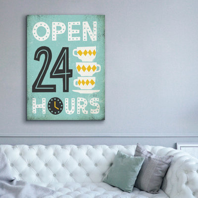 Toile épique Graffiti «Retro Diner Open 24 Hours» par Michael Mullan, 40 po x 54 po