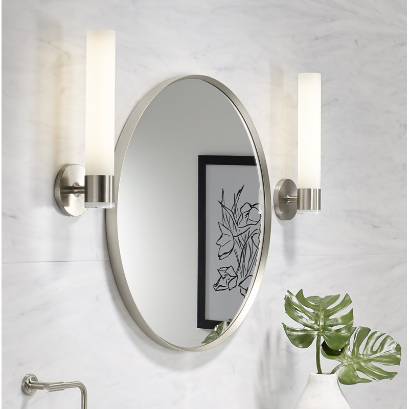Miroir de salle de bain Essential, Nickel brossé, H 28 po x l 28 po x P 1,38 po