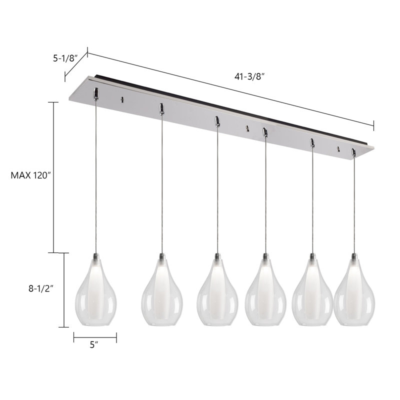 Victoria LED Pendant, 6 Lights, 17 W