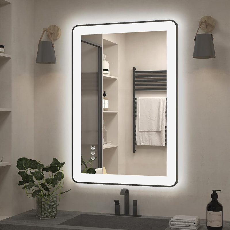 Aevar Super Bright Independent Controlled Front & Back LED Lighted Anti-Fog Aluminum Alloy Framed Tempered Glass Bathroom/Vanity Mirror with ETL & 3-Year Warranty
