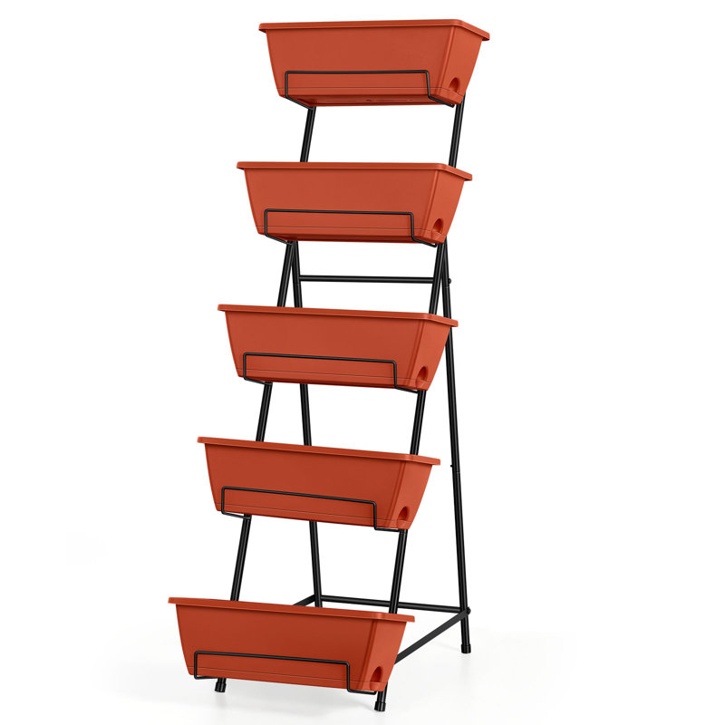 Jardinière verticale surélevée à 5 niveaux, Rouge