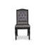Ensemble de table de salle à manger 7 pièces avec 6 chaises rembourrées en polyester gris foncé, un dossier capitonné et une table de cuisine au fini noir sablé.-870744113-870744126