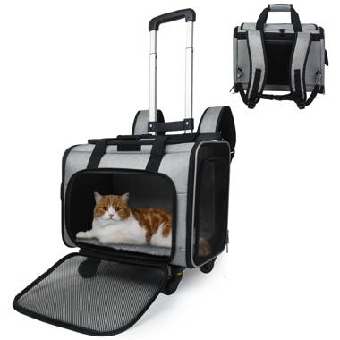 Tucker Murphy Pet Cat Carrier with Wheels Airline Approved, Pet Dog Carrier with Wheels for Small Dogs, Rolling Cat Carrier for Large Cats Puppy