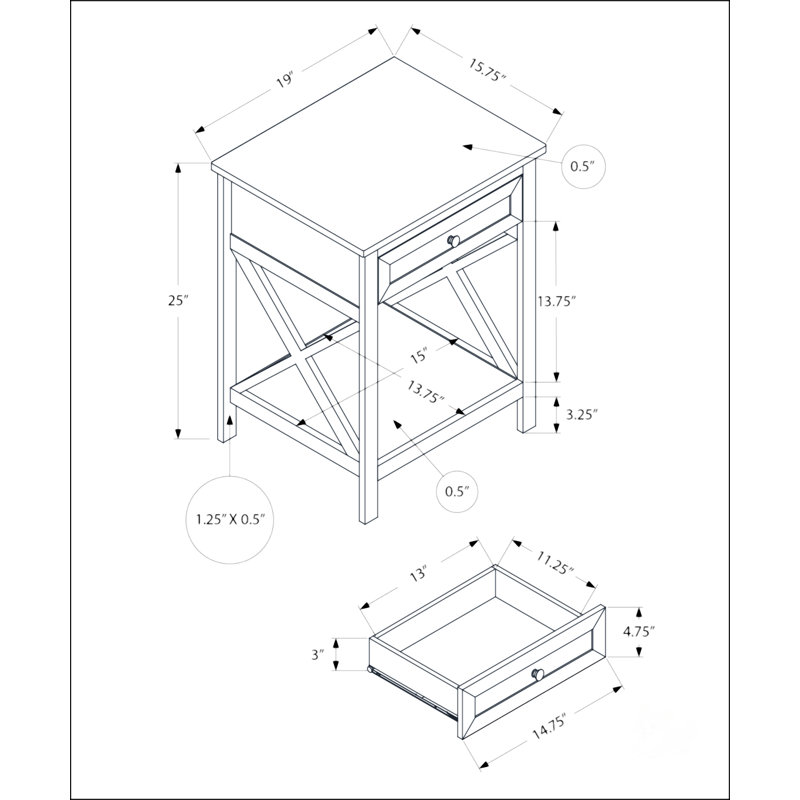 Table d'appoint transitionnelle à 2 niveaux, Noir
