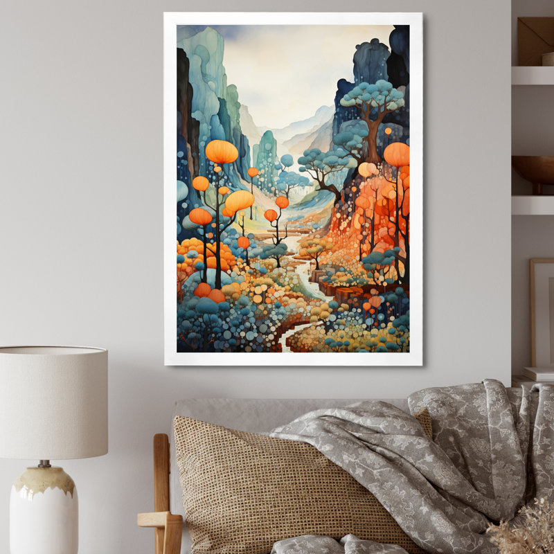 «Tabeguache Canyon Landscape Pointillism IV», reproduction sur toile, H 32 po x l 24 po x P 1 po, Cadre photo blanc