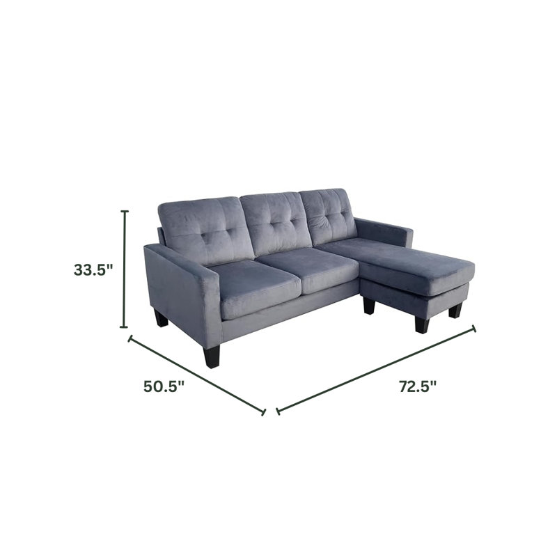 Canapé modulaire réversible en velours Everly Quinn, Velours gris