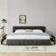  Lit tapissier, base de lit rembourrée confortable, tissu chenille, avec tête de lit et base de lit solide. Avec tiroir pour le rangement (88,5 po x 85,5 po x 31 po)-1792930989-1792930990