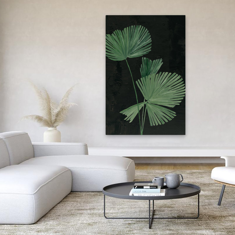 Palmier botanique III - art botanique noir, H 60 po x l 40 po