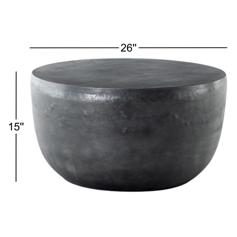 Basil Outdoor Round Side Table, Aged Gray