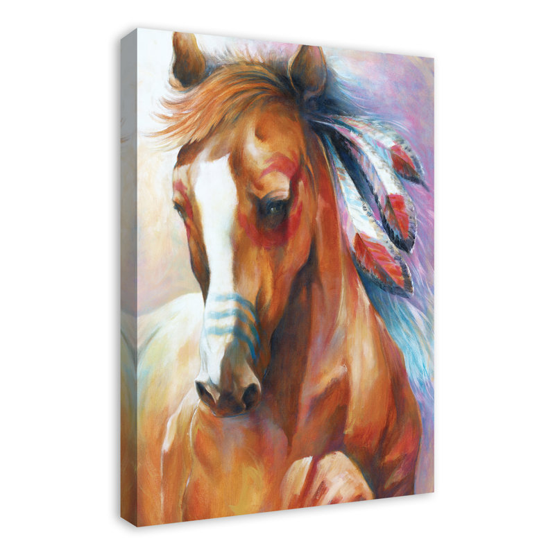 «Native American Horse», reproduction d'art sur toile non encadrée
