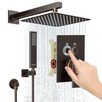 12-inch Brushed Gold Crossbar Dual-function Shower Set