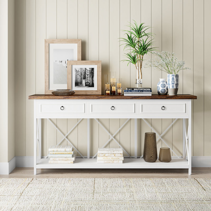 Tatianah 70.86'' Console Table, Brown/White