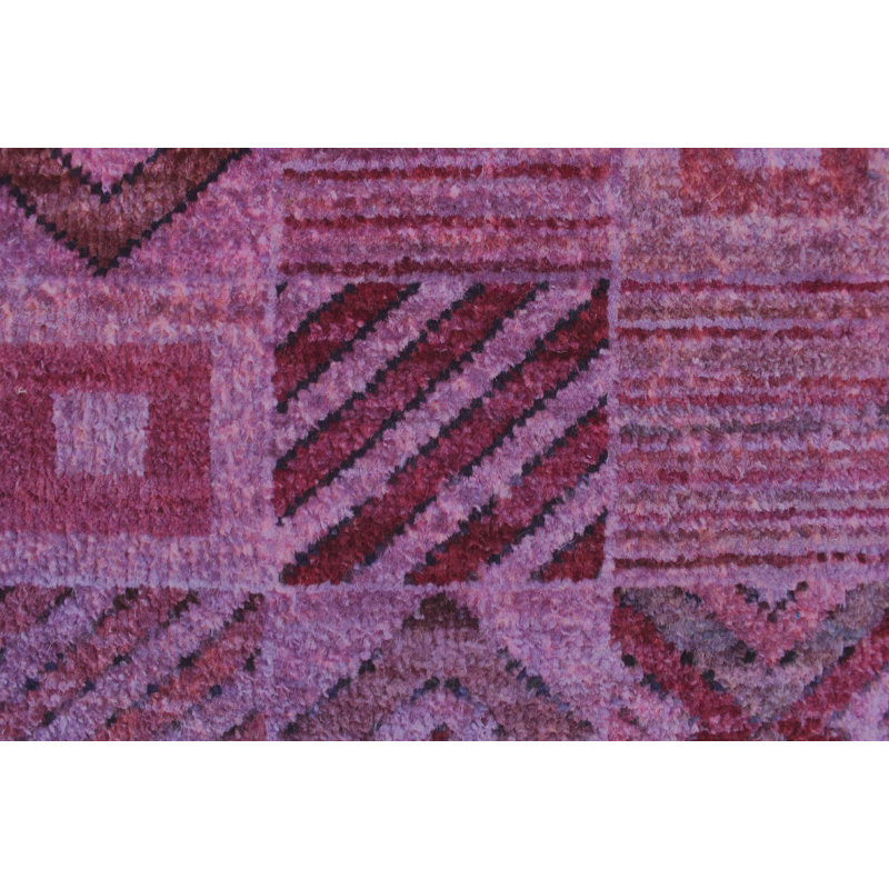 Tapis unique en laine noué à la main mauve de 8 pi 3 po x 10 pi 9 po Madray