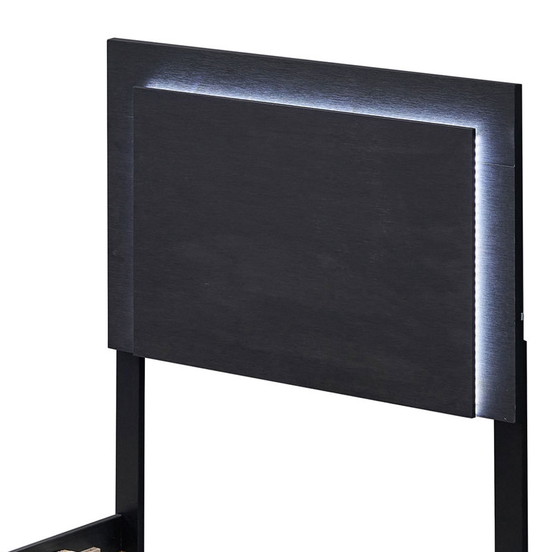 Rital Black LED Headboard Bed, Twin