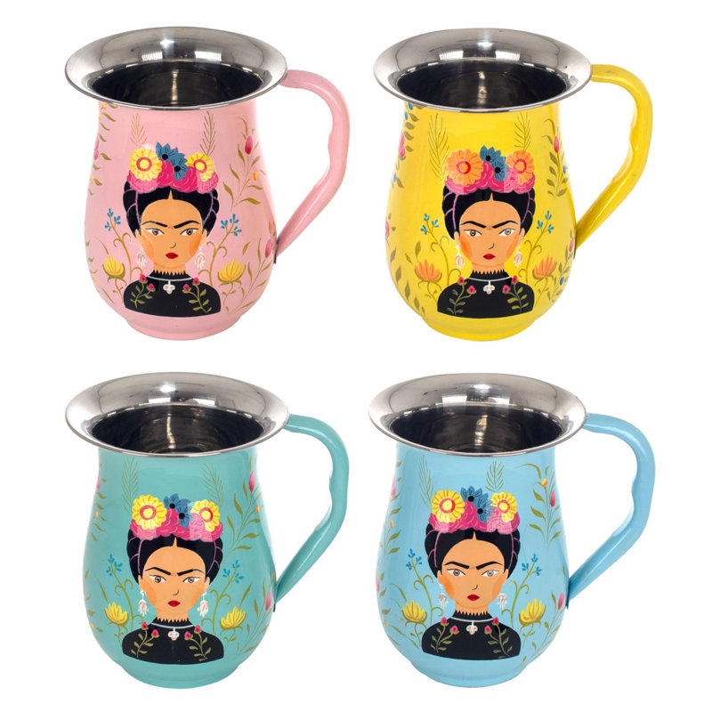 Advithi By SIGRIS 4-Piece Multicolor Enameled Metal Pitcher 18 * 14 * 18Cm Set Of 4 Pitchers