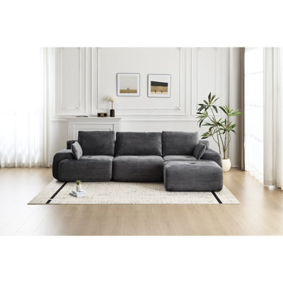 Mousse à mémoire de forme compressée à 3 places avec tissu en velours côtelé, haute résilience, animal de compagnie, sans assemblage pour appartement modulaire en velours côtelé, siège, personnalisable,