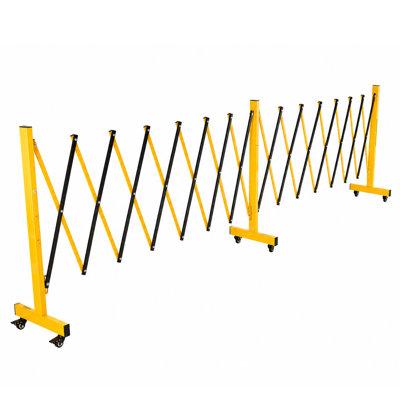 Barrière de sécurité mobile extensible en métal de 4,88 m (16 pi) à 6 roues avec deux fentes pour allée, entrepôt et chantier de construction