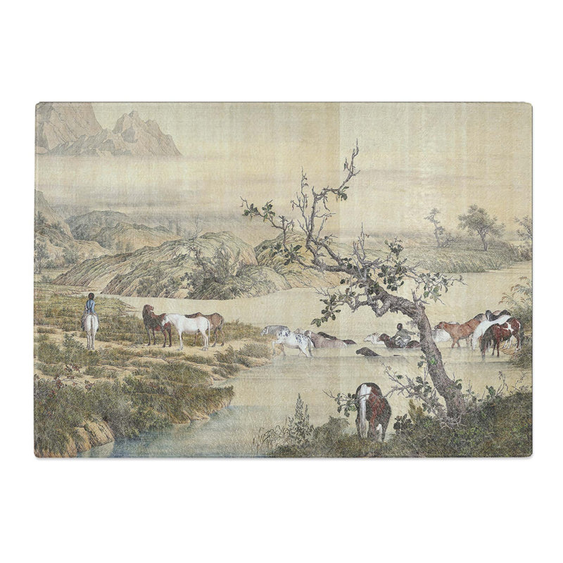 Tempered Glass Many Horses by Lang Shining Chopping Board, 28.5 cm x 20 cm