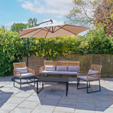 Tuscany 5 Seater Metal and Wicker Sofa Set with Cushions