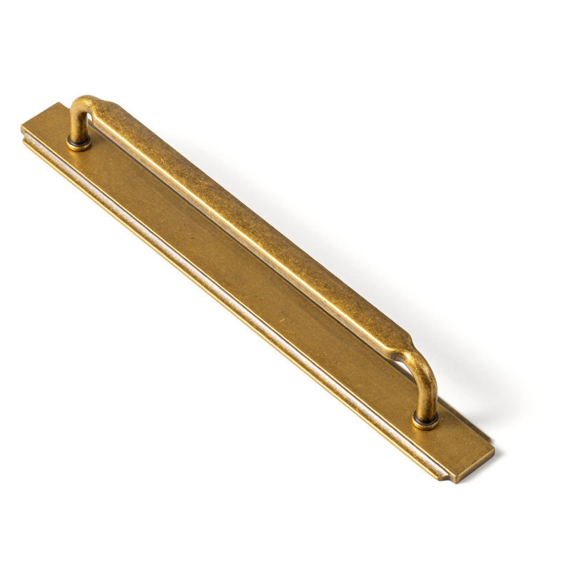 Poignée barre délicate avec plaque arrière (G020), 7 3/5", Laiton antique