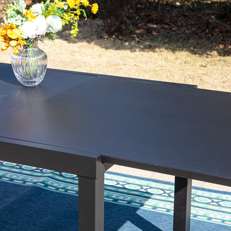 Salem 6 - Person Patio Dining Set with Extendable Rectangular Table, Blue/Black