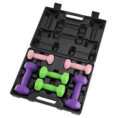 PVC Coated Dumbbell Set NonSlip NonRoll Neoprene Dumbbell Set for Weightlifting Bench Press Squats Curls for Home Gym