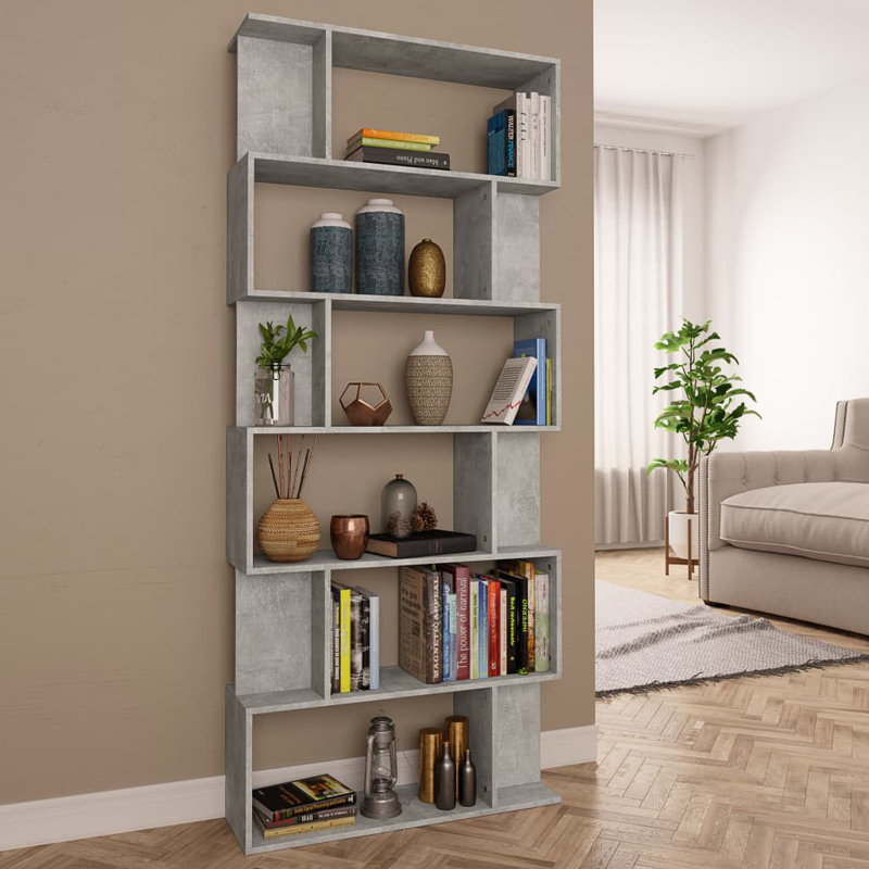 Alec-Andrew 203.2cm W Bookcase, Concrete Gray