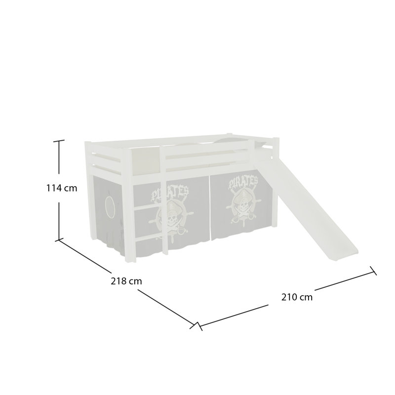 Pino Mid Sleeper Loft Bed, 210 x 218 cm, Brown