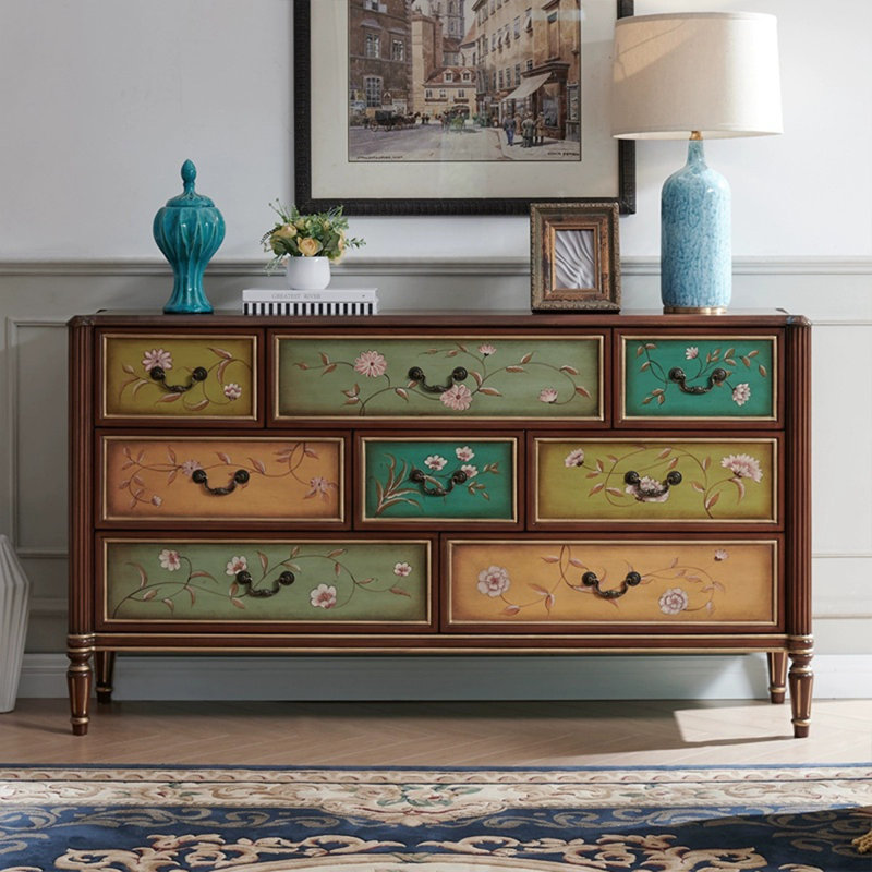 Buffet décoratif en bois massif, Multi-couleur