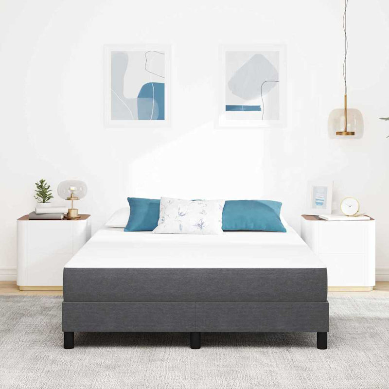 Vidaxl Bed Mattress With Mattress Grey Fabric, European Kingsize (160 x 200 cm)