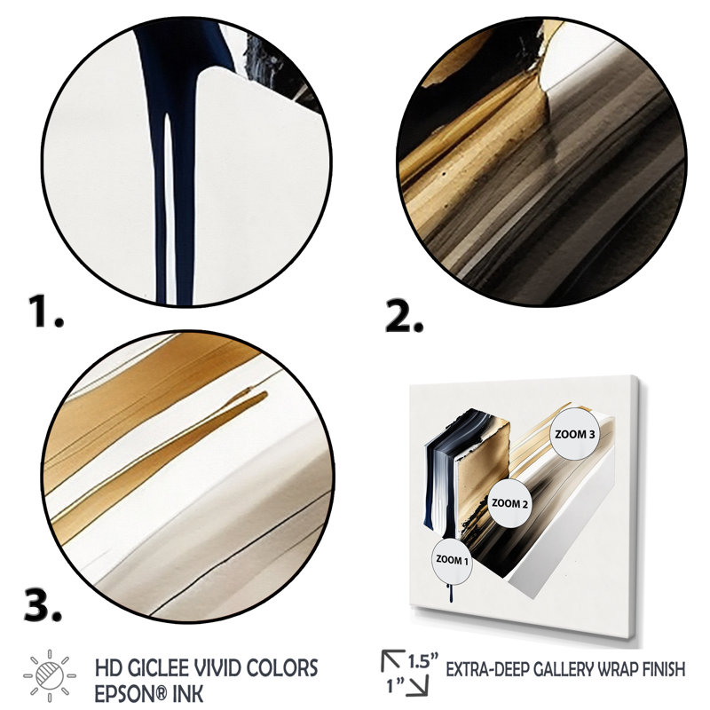 «Black and Gold Cubic Expression II», impression sur toile, H 36 po x l 36 po x P 1,5 po, Toile tendue
