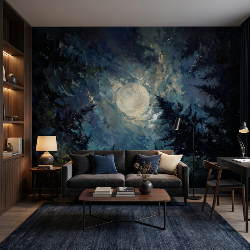 Décoration murale amovible lune papier peint lune, Textured Non-Pasted, 140 po x 108 po