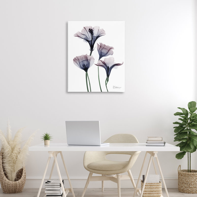 Toile de fleurs crépusculaires généreuses, design par Albert Koetsier, H 40 po x l 30 po