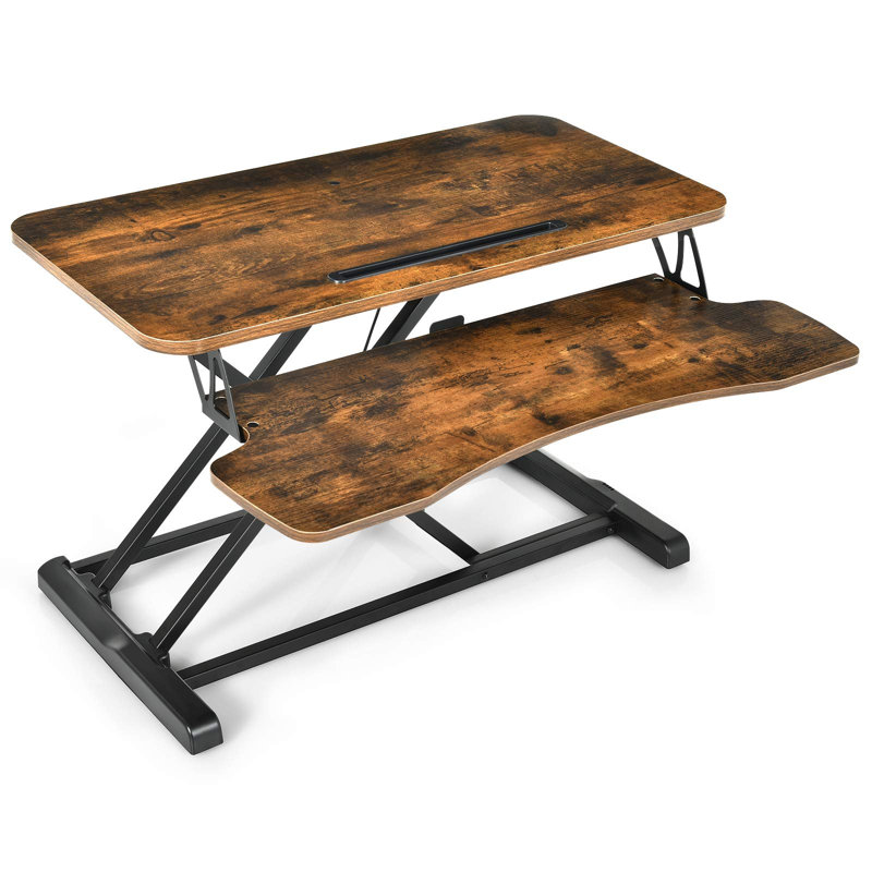 Adjustable Metal Base Standing Desk Converter, Brown