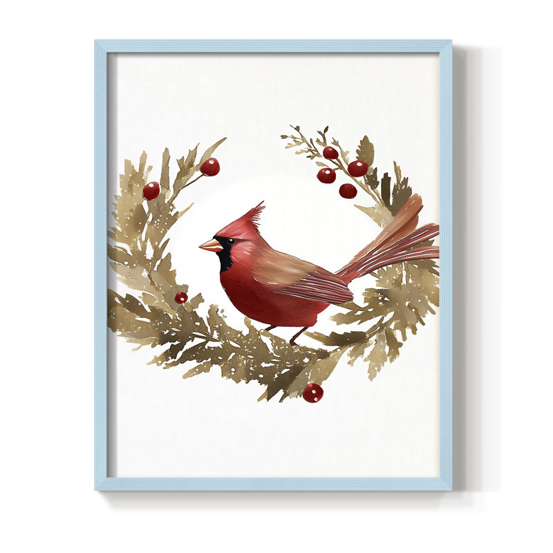 «Christmas Holiday Art CMLX III», reproduction d'art encadrée - bois massif, H 30 po x l 24 po, Bleu